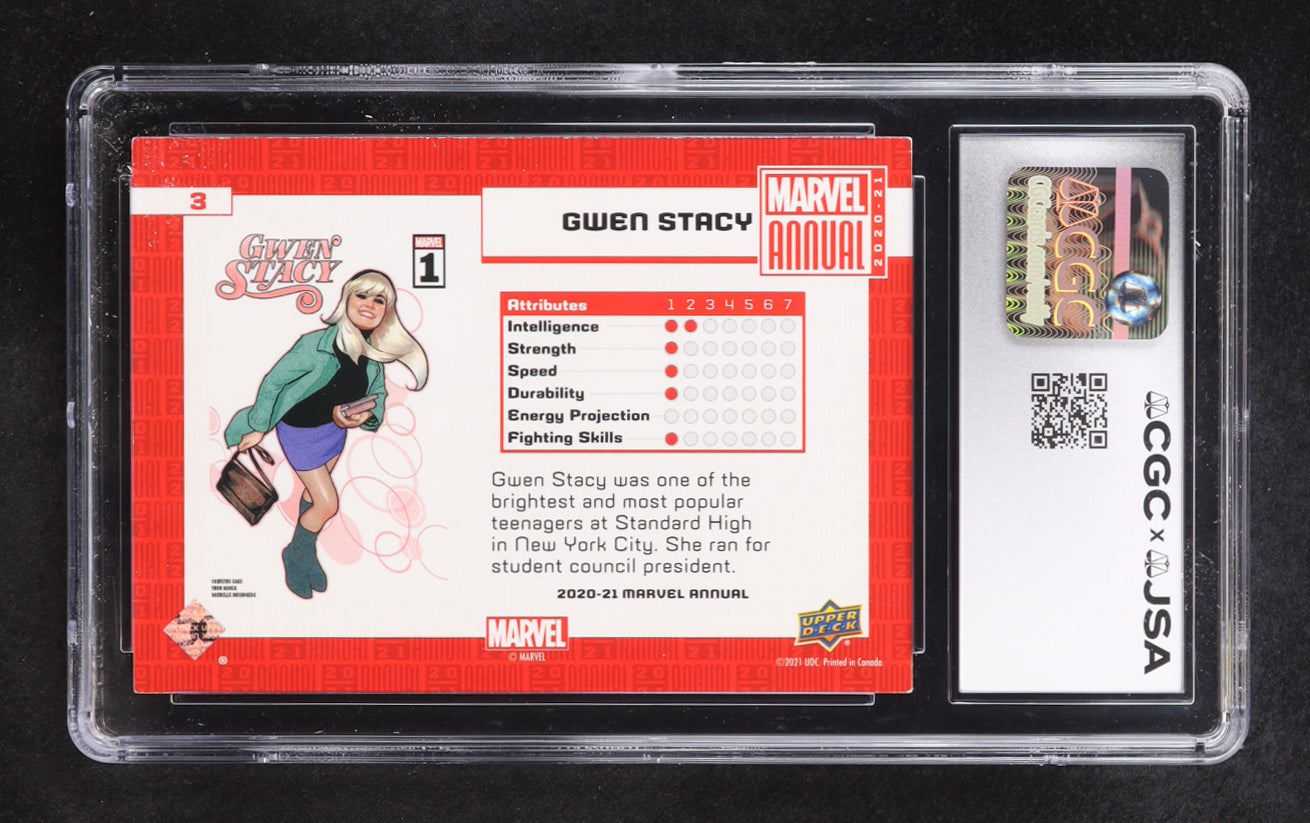 Laura Bailey signed Gwen Stacy 2020-21 Upper Deck Marvel Annual #3 (CGC 8.5 | Autograph Graded CGC 9)