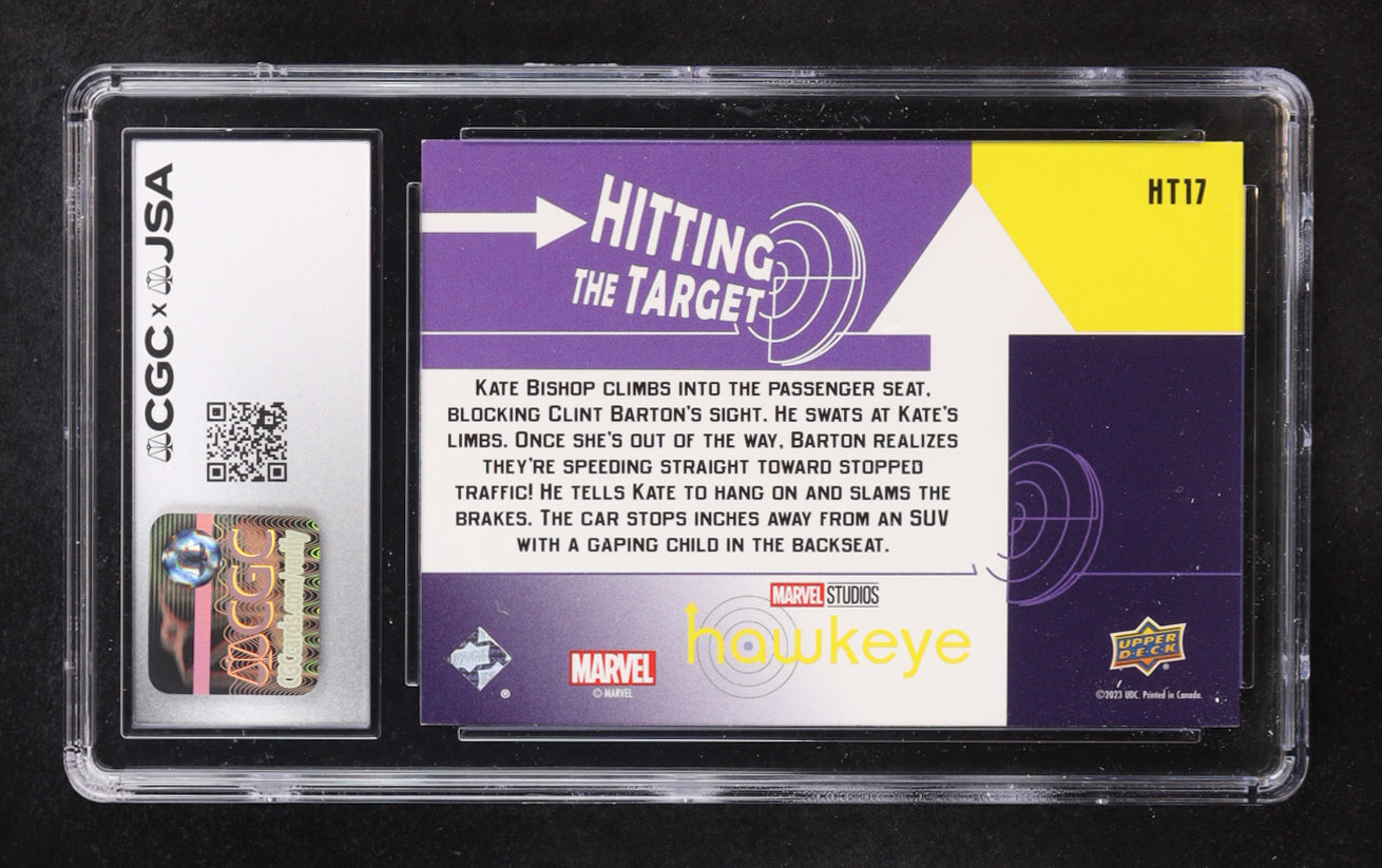 Jeremy Renner signed Hawkeye 2023 Upper Deck Hang On! Hitting the Target #HT-17 (CGC 8.5)