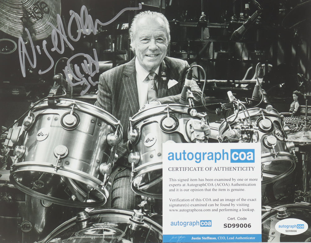 Nigel Olsson Signed 8x10 Photo with Hand-Drawn Sketch (ACOA) - English Drummer & Lifelong Member Of The Elton John Band
