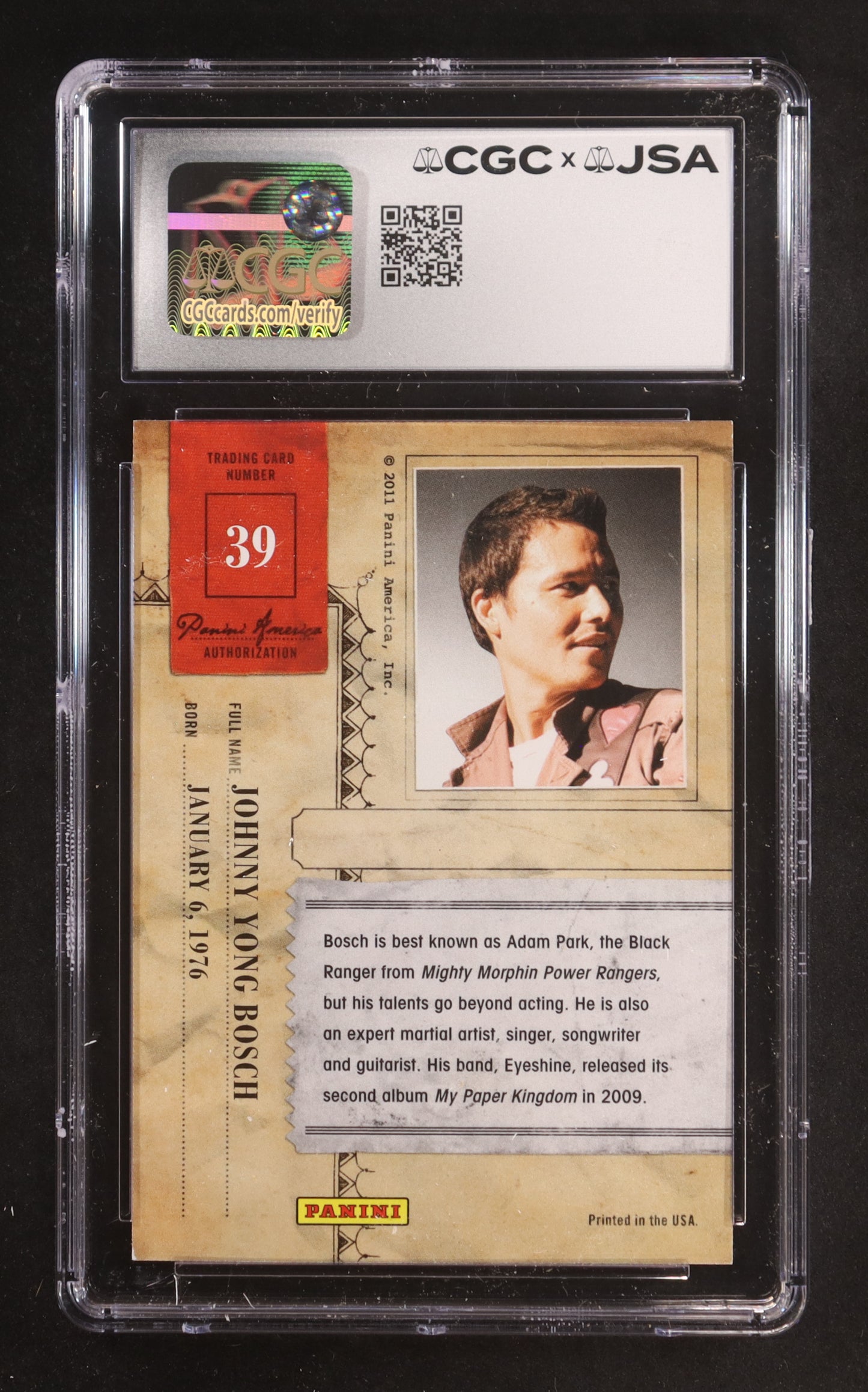 Johnny Yong Bosch Signed 2011 Panini Americana #39 (CGC 9.5 | Autograph Graded CGC 10) Autograph Graded CGC 10