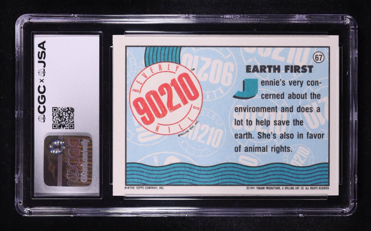 Jennie Garth Signed 1991 Topps Beverly Hills 90210 Earth First #67 (CGC 8.5 | Autograph Graded CGC 9) Autograph Graded CGC 9
