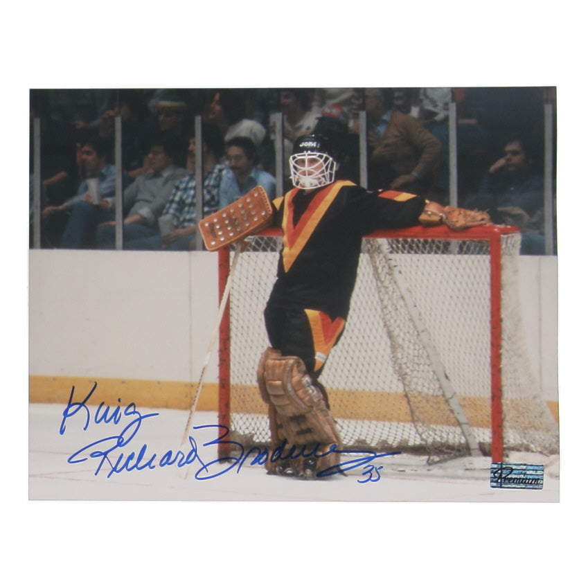 "King" Richard Brodeur Signed Canucks 8x10 Photo (Premium Autographs)