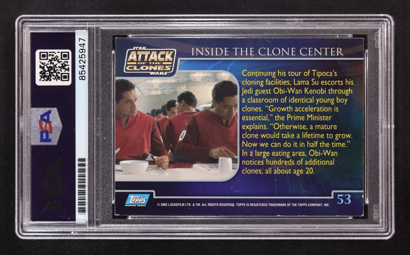 Daniel Logan Signed 2002 Topps Star Wars Attack of the Clones #53 Inside the Clone Center Inscribed "Boba Fett" (PSA Encapsulated) Autograph Graded Authentic