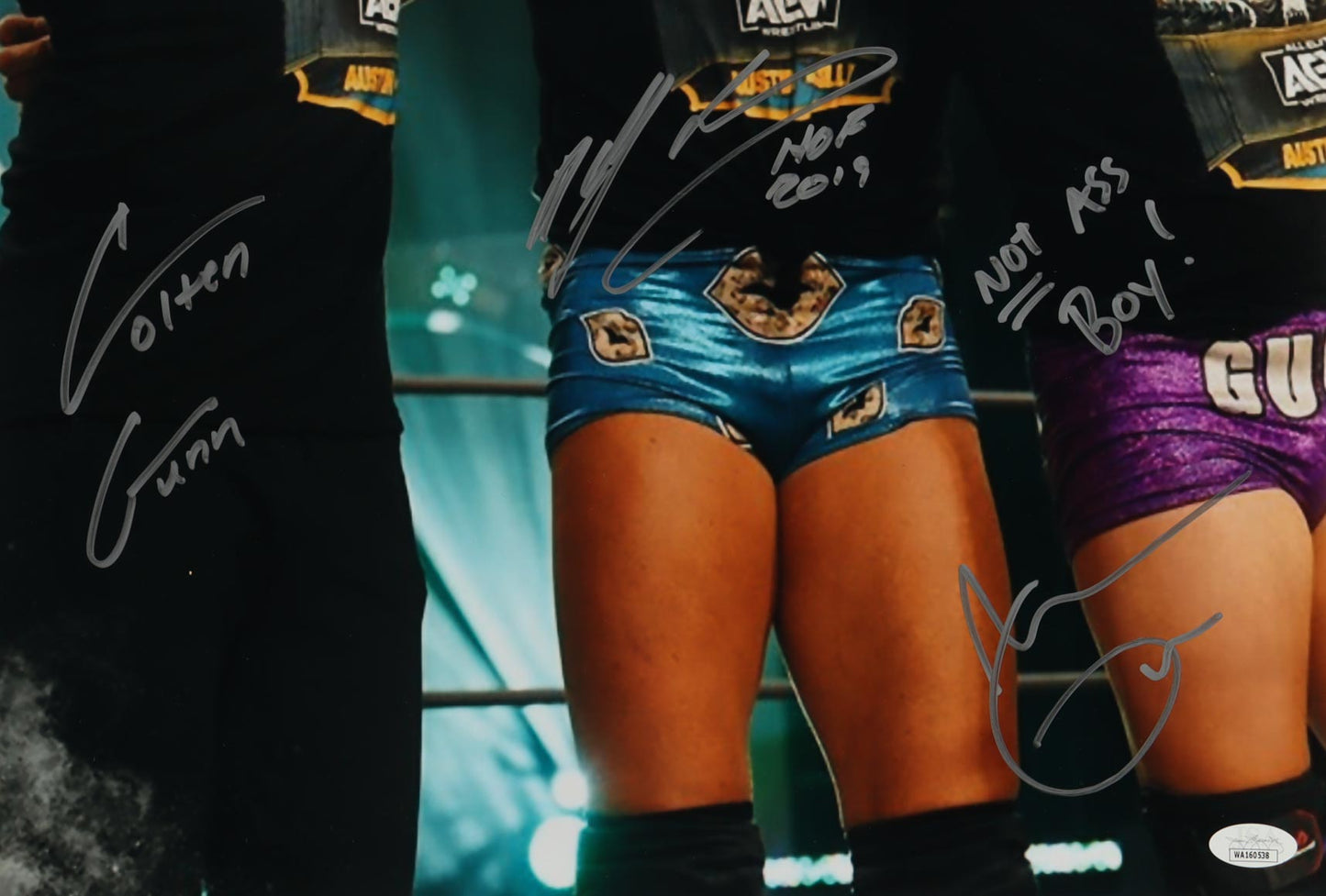Billy Gunn, Austin Gunn & Colten Gunn Signed (JSA) WWE 16x20 Photo Inscribed "Not Ass Boy!" & "HOF 19" - JSA Witnessed | The Gunn Club