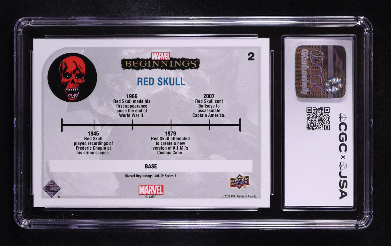 Ross Marquand Signed 2022 Upper Deck Marvel Beginnings Volume 2 Series 1 #2 (CGC 8 | Auto Grade 9) - Red Skull