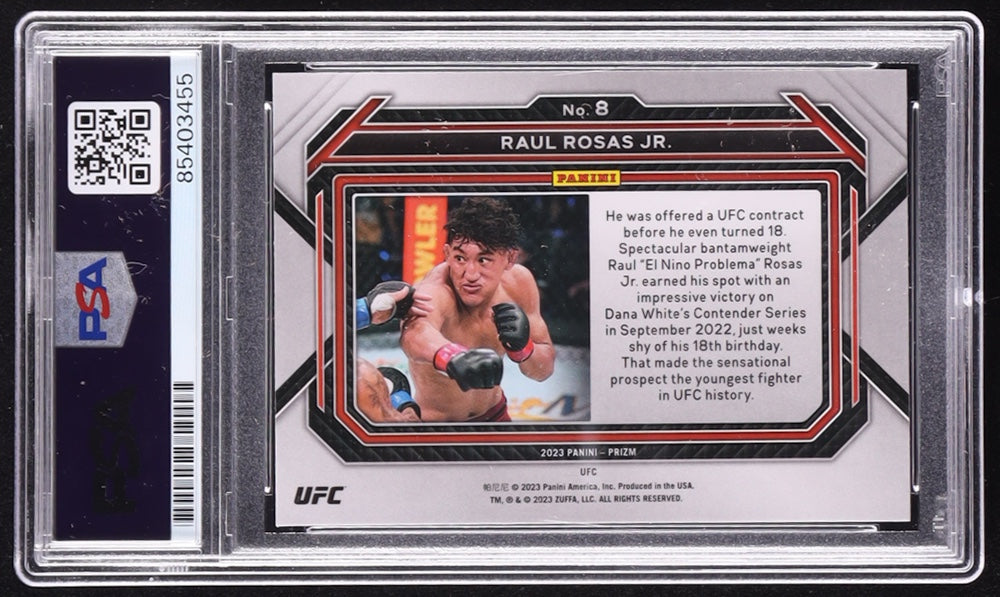 Raul Rosas Jr. Signed 2023 Panini Prizm UFC #8 RC (PSA | Auto 10) - Rookie Card