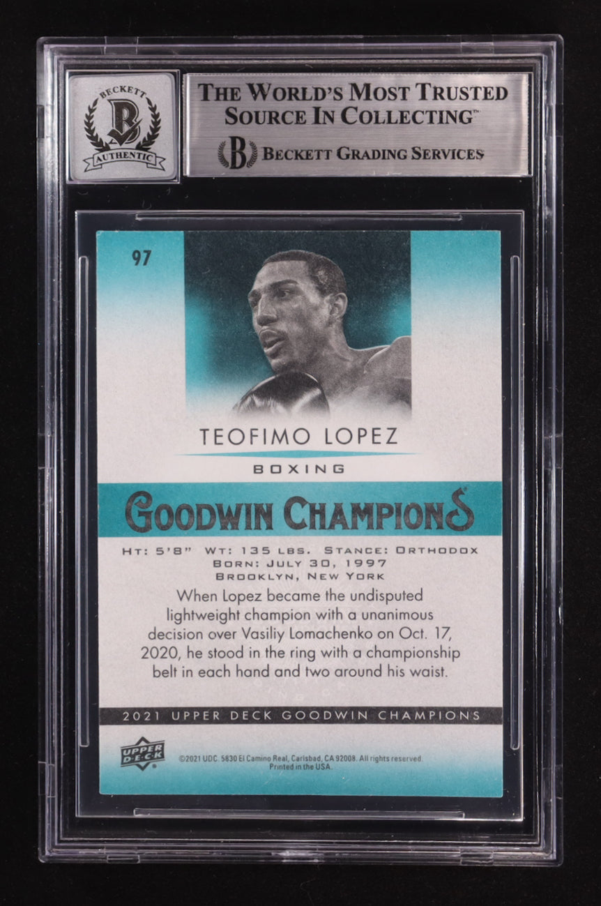 Teofimo Lopez Signed 2021 Upper Deck Goodwin Champions #97 RC (BGS | Autograph Graded BGS 10) - Rookie Card