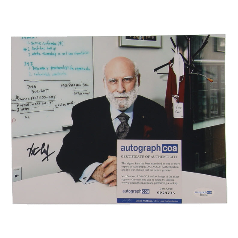 Vinton Cerf Signed 8x10 Photo (ACOA) - American Internet Pioneer