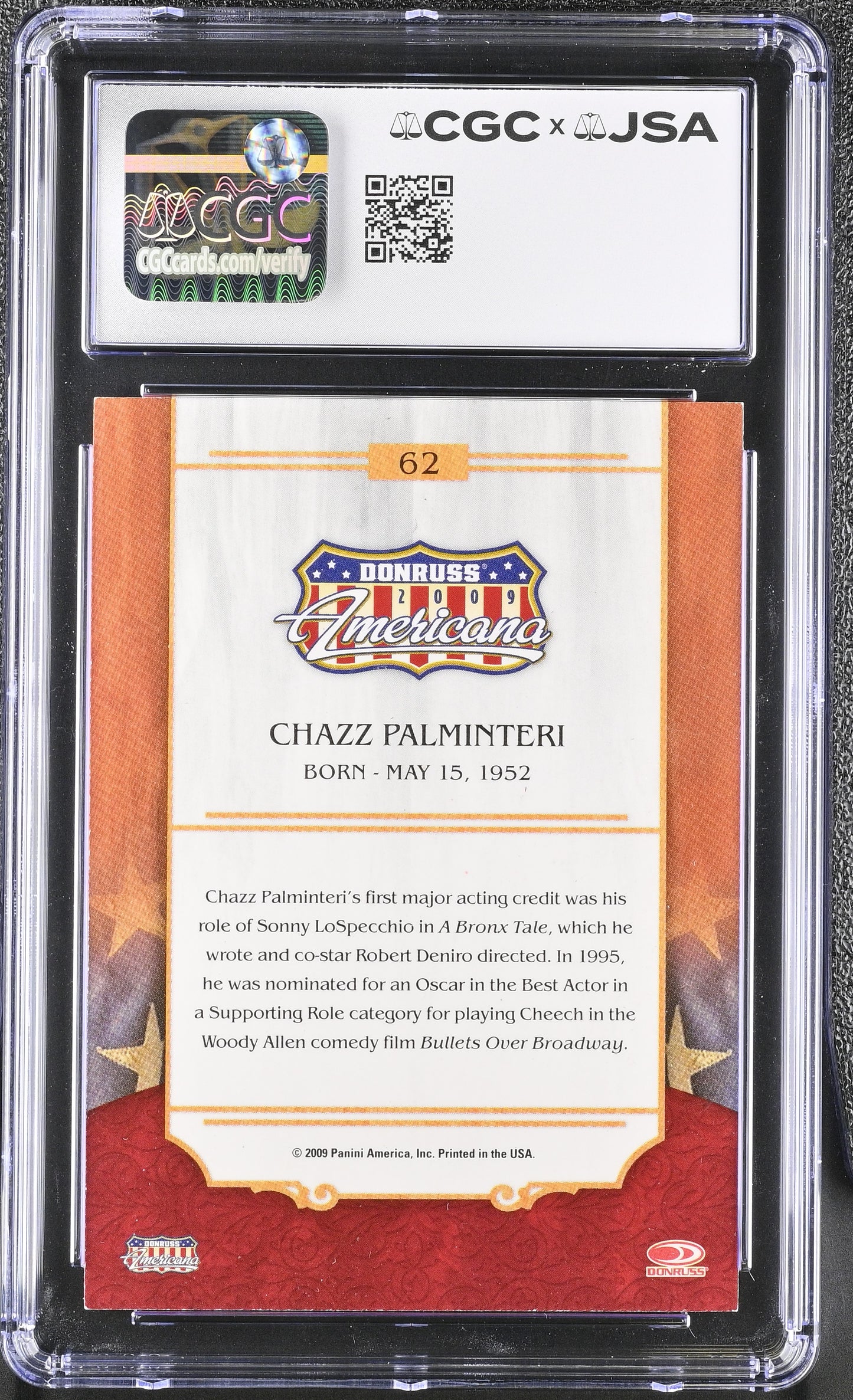 Chazz Palminteri Signed 2009 Americana #62 (CGC 8 | Autograph Grade 9) - A Bronx Tale