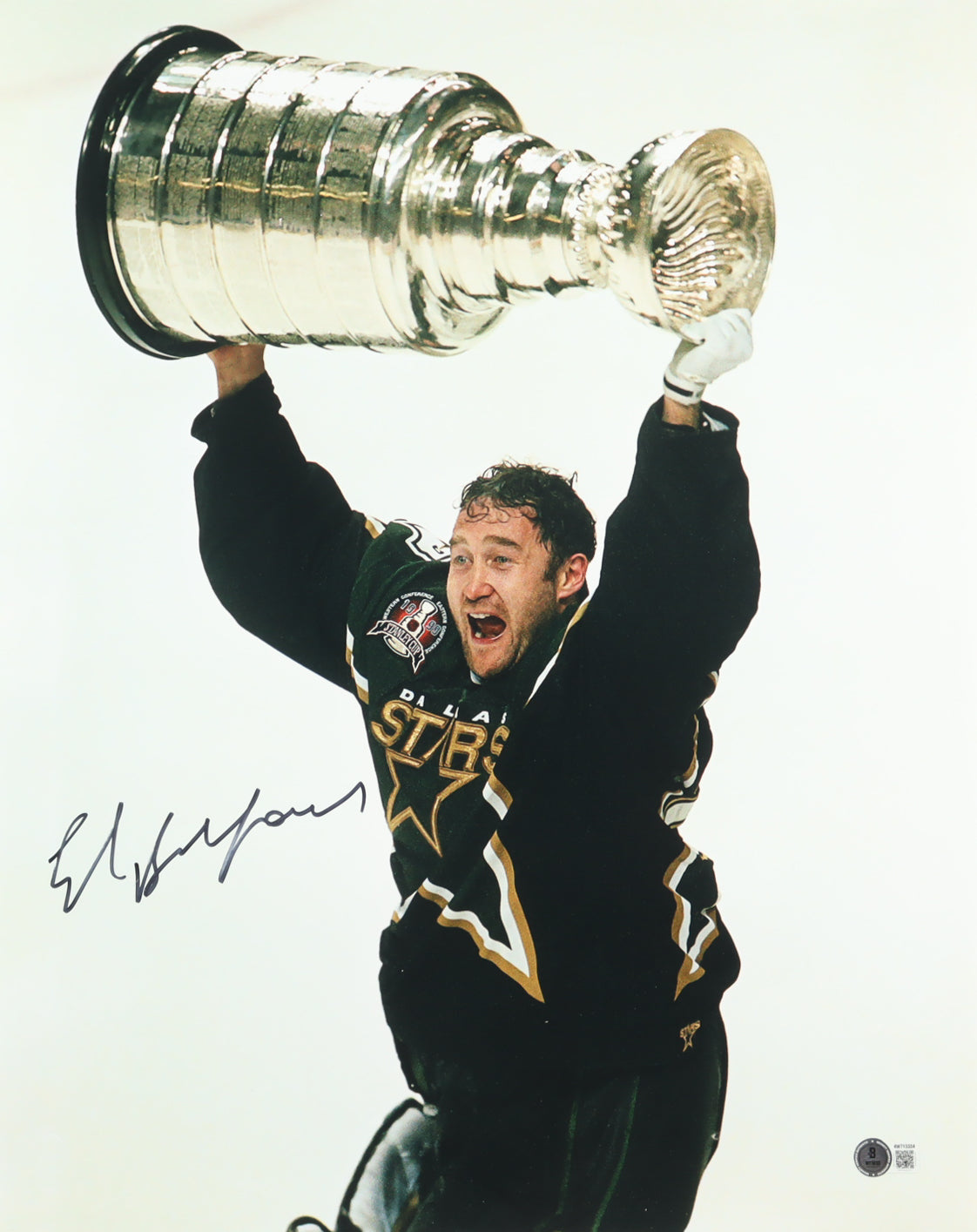 Ed Belfour Signed Stars 16x20 Photo (Beckett) - Beckett Witnessed