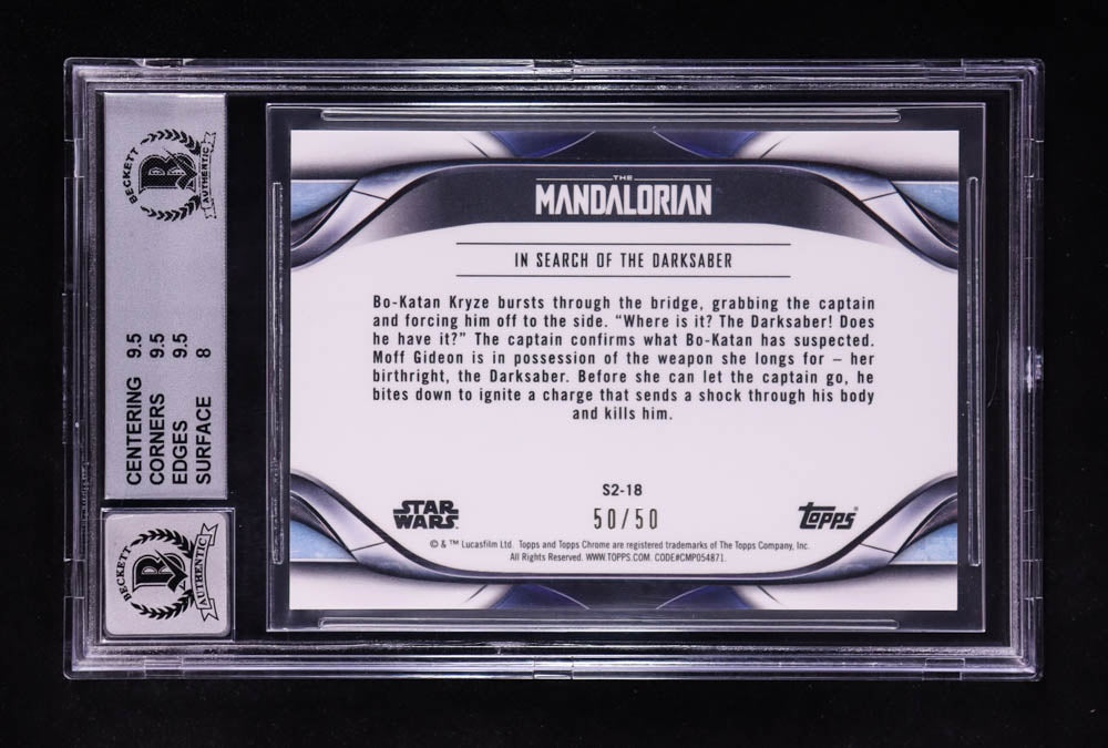 Titus Welliver 2022 Topps Chrome Star Wars The Mandalorian Beskar Edition Green Refractors #S2-18 (BAS 9 | Autograph Graded BAS 8) Serially Numbered #50 / 50