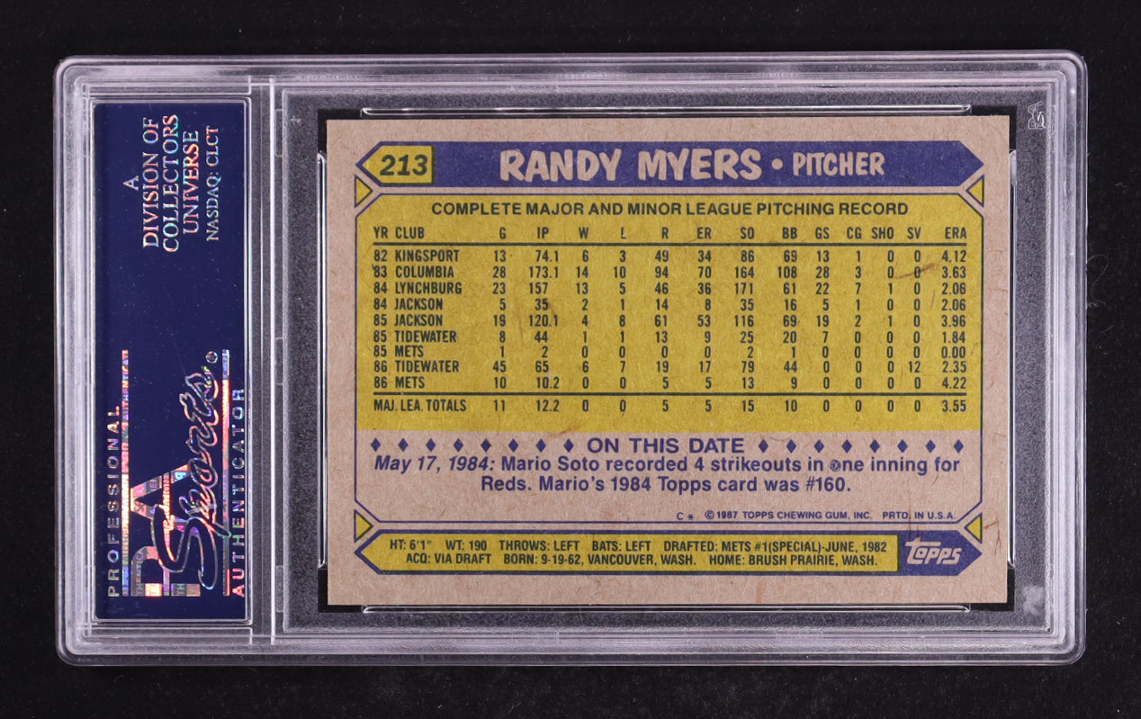 Randy Myers Signed 1987 Topps #213 RC Inscribed "86 WSC" (PSA) Rookie Card