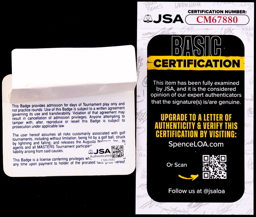 Bernhard Langer Signed 1993 Masters Ticket Badge (JSA)