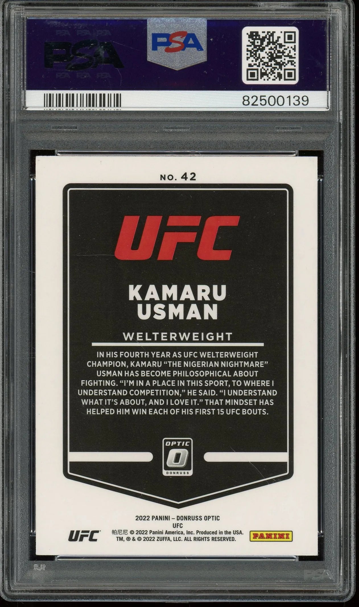 Kamaru Usman Signed 2022 Panini Donruss Optic UFC Card #42 (PSA/DNA)