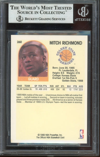 Mitch Richmond Signed 1989 Hoops RC #260- BAS Authentic - Rookie Card