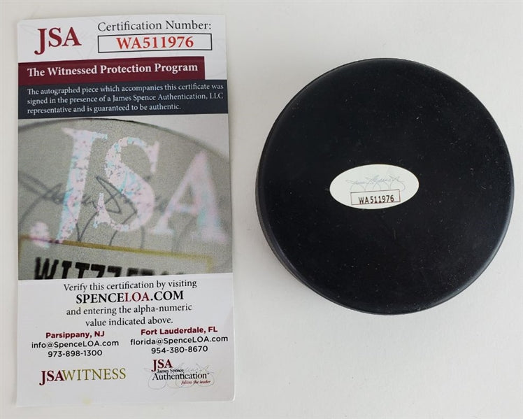 Marty Turco Signed Dallas Stars Logo Hockey Puck (JSA Witness COA)