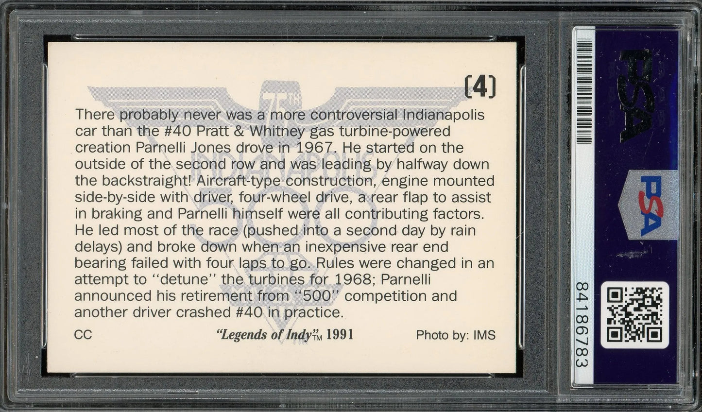 Parnelli Jones Signed 1991 Legends Of Indy #4 (PSA/DNA)