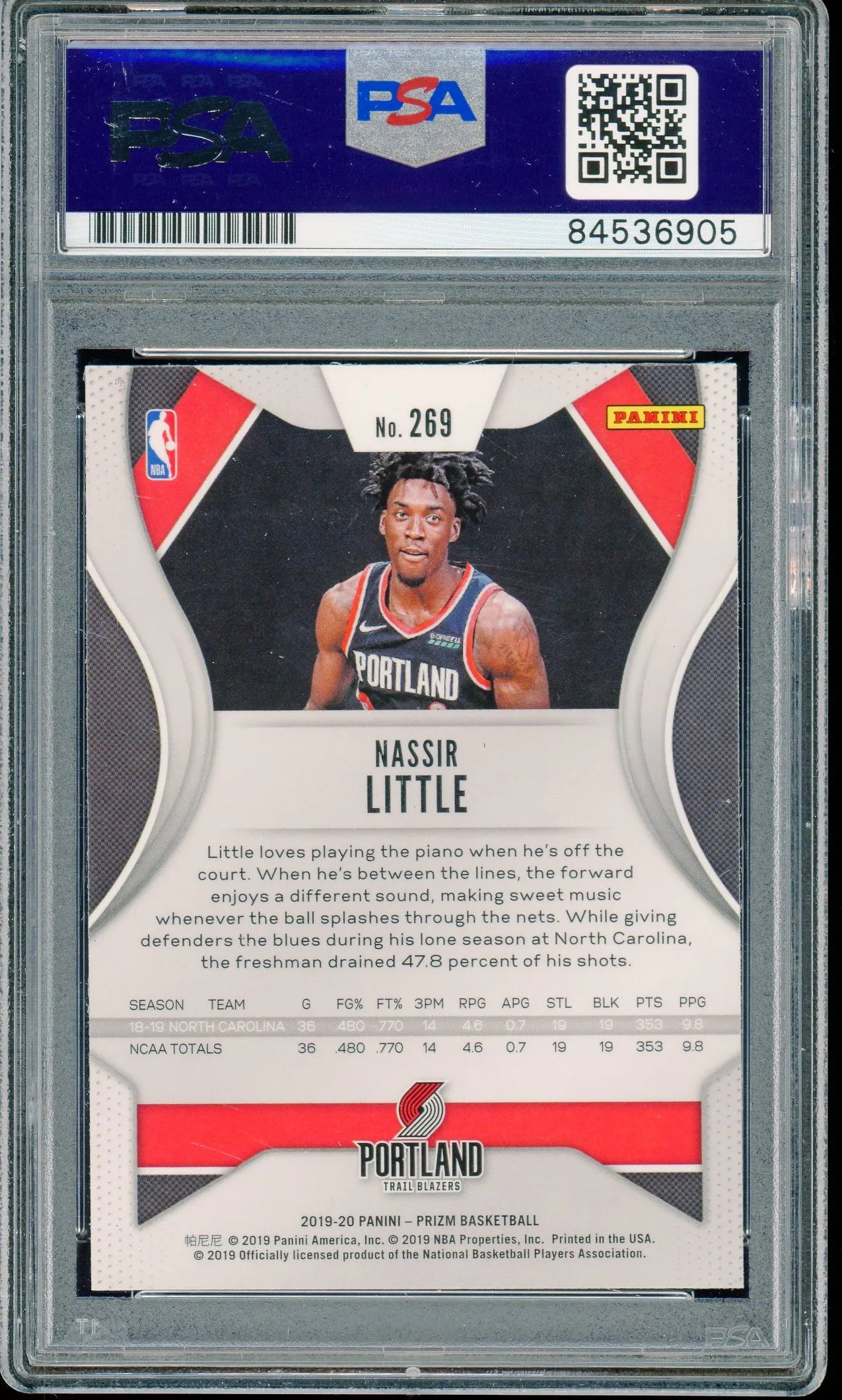 Nassir Little Signed 2019 Panini Prizm RC (PSA) - Rookie Card