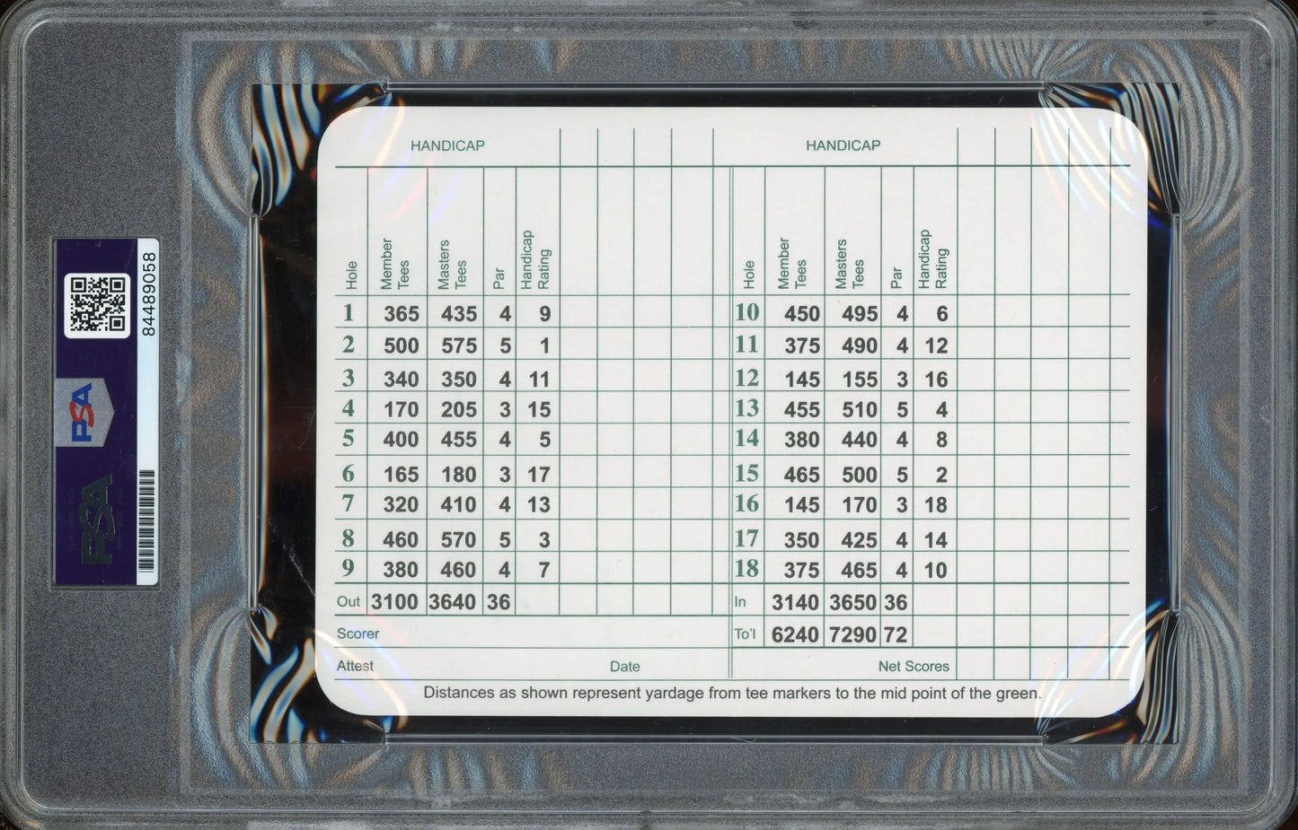 Patrick Reed Signed Augusta National Golf Scorecard (PSA/DNA Encapsulated ) - Golf