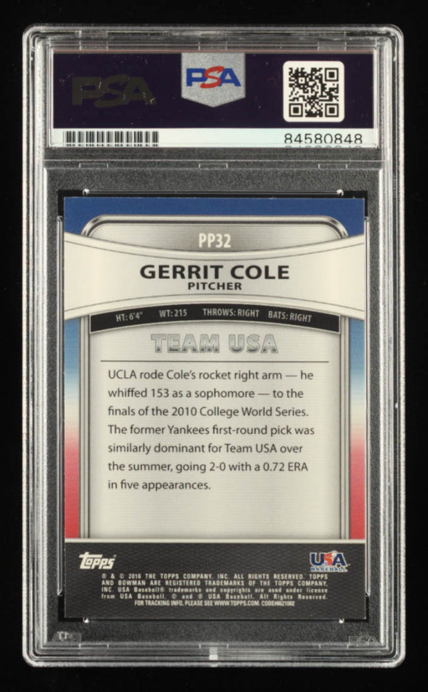 Gerrit Cole Signed 2010 Bowman Platinum Prospects #PP32 RC - Autograph graded PSA 10 - Rookie Card