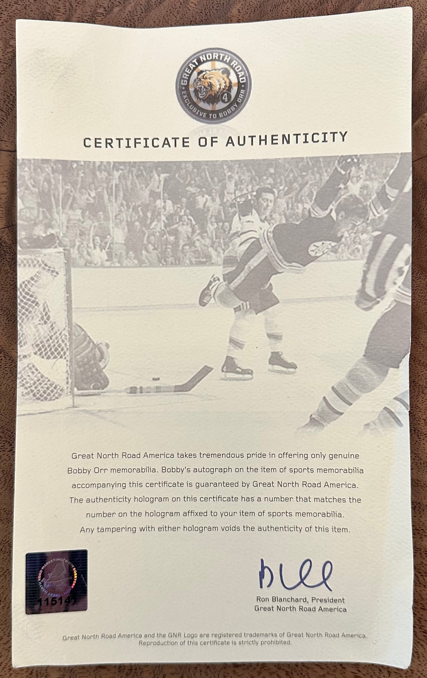 Bobby Orr Signed Official NHL Bruins 50th Anniversary Logo Puck (Orr) Official Bobby Orr Hologram & COA