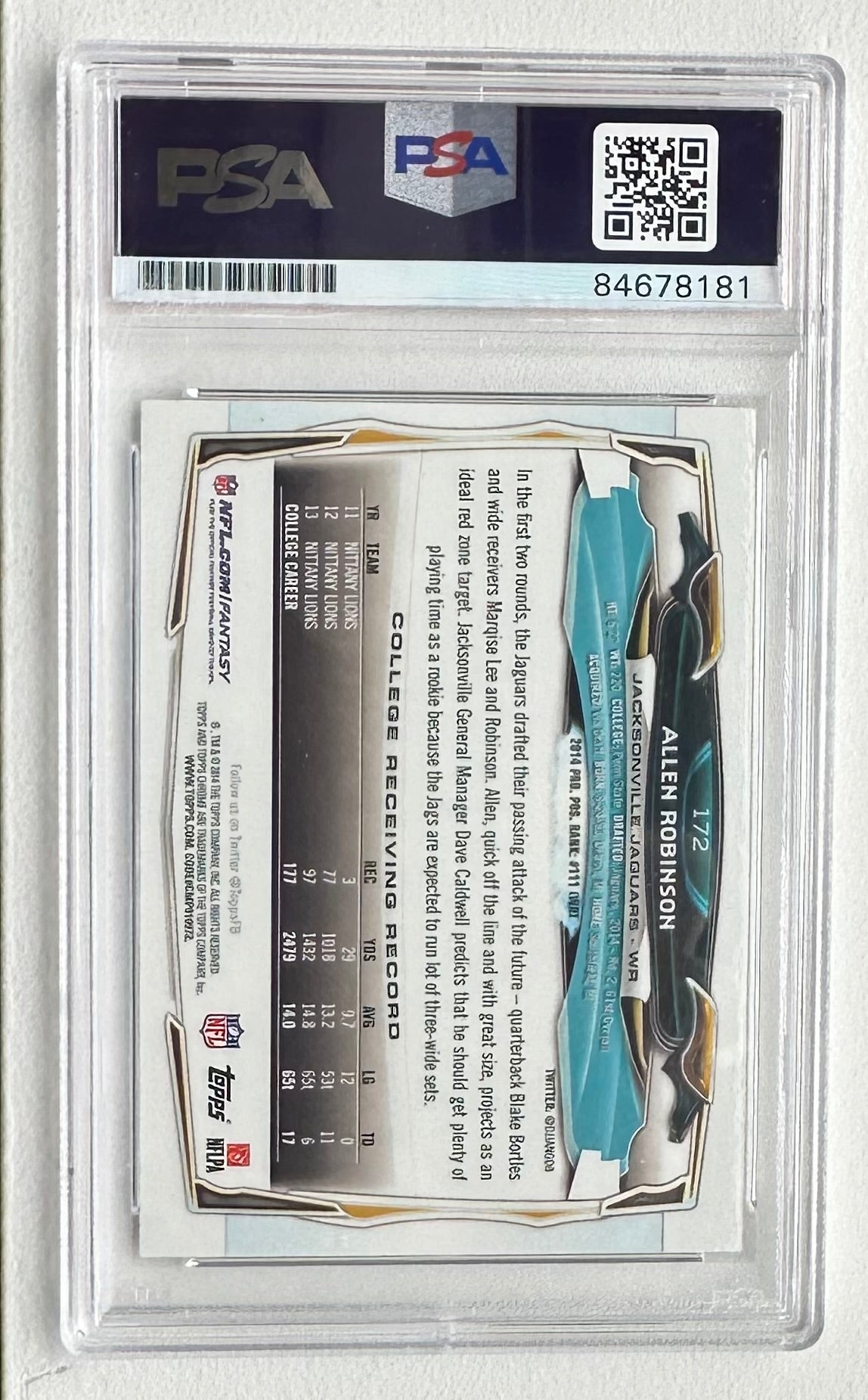 Allen Robinson Signed 2014 Topps Chrome Refractors #172 RC (PSA | Auto Grade PSA 10) Autograph Graded PSA 10 | Rookie Card