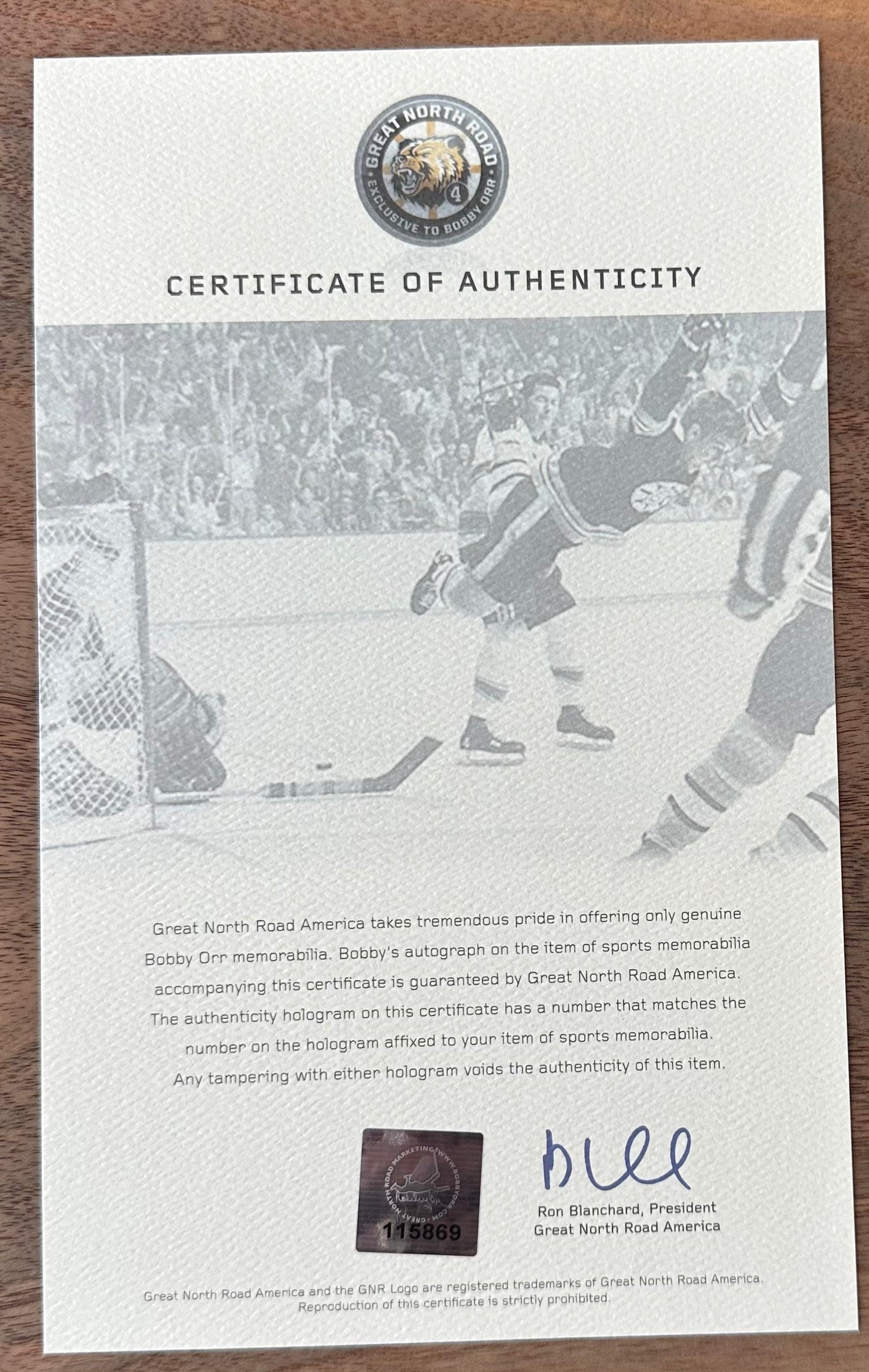 Bobby Orr Signed Bruins 8x10 Photo (Orr COA) Official Bobby Orr Hologram & COA