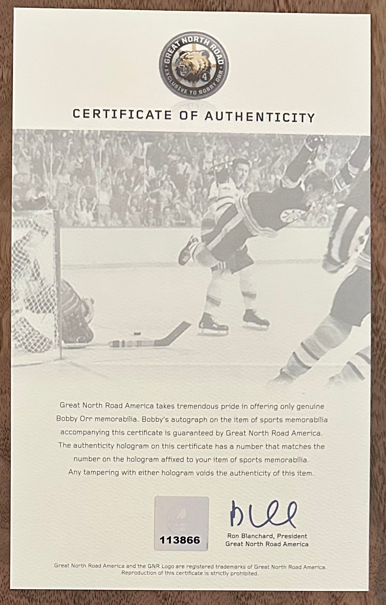 Bobby Orr Signed Bruins "The Flying Goal" 8x10 Photo (Orr) - Official Bobby Orr Hologram & COA