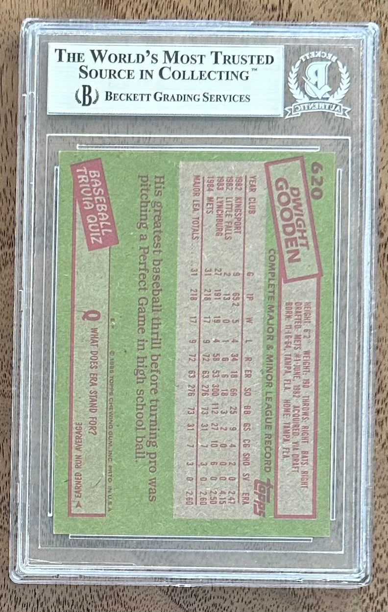 Dwight Gooden Signed 1985 Topps #620 (BGS Encapsulated) Rookie Card