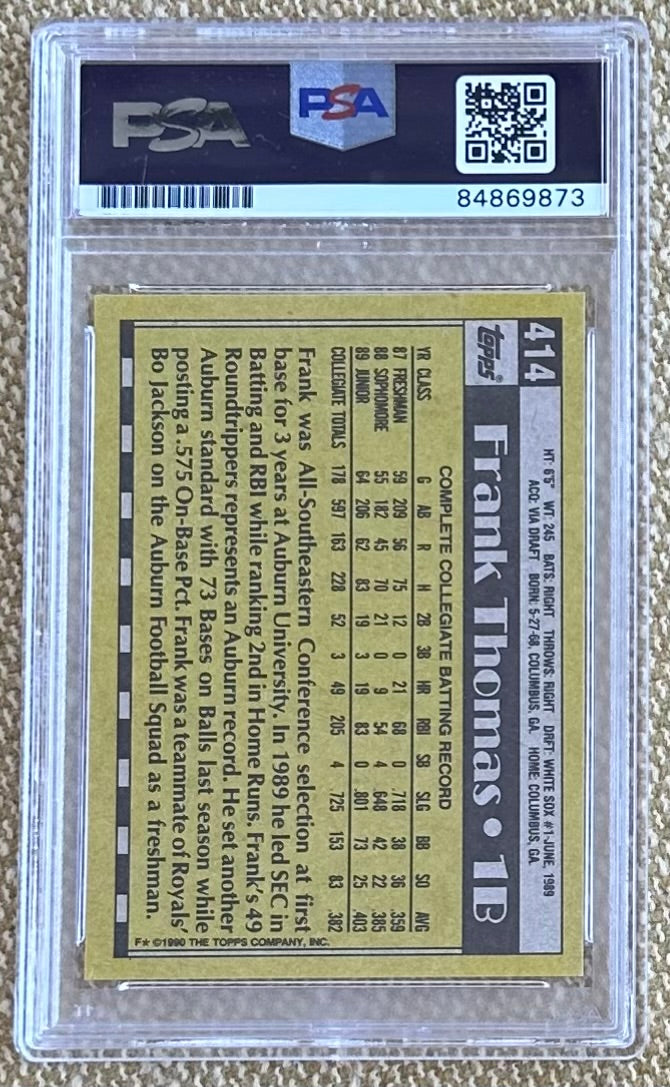 Frank Thomas Signed 1990 Topps #414 RC (PSA | Autograph Graded PSA 10) - Rookie Card