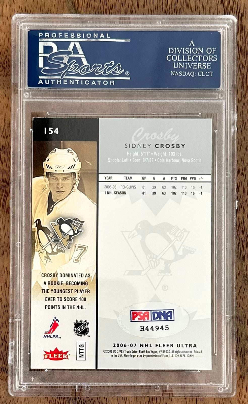 Sidney Crosby Signed 2006-07 Ultra #154 (PSA)