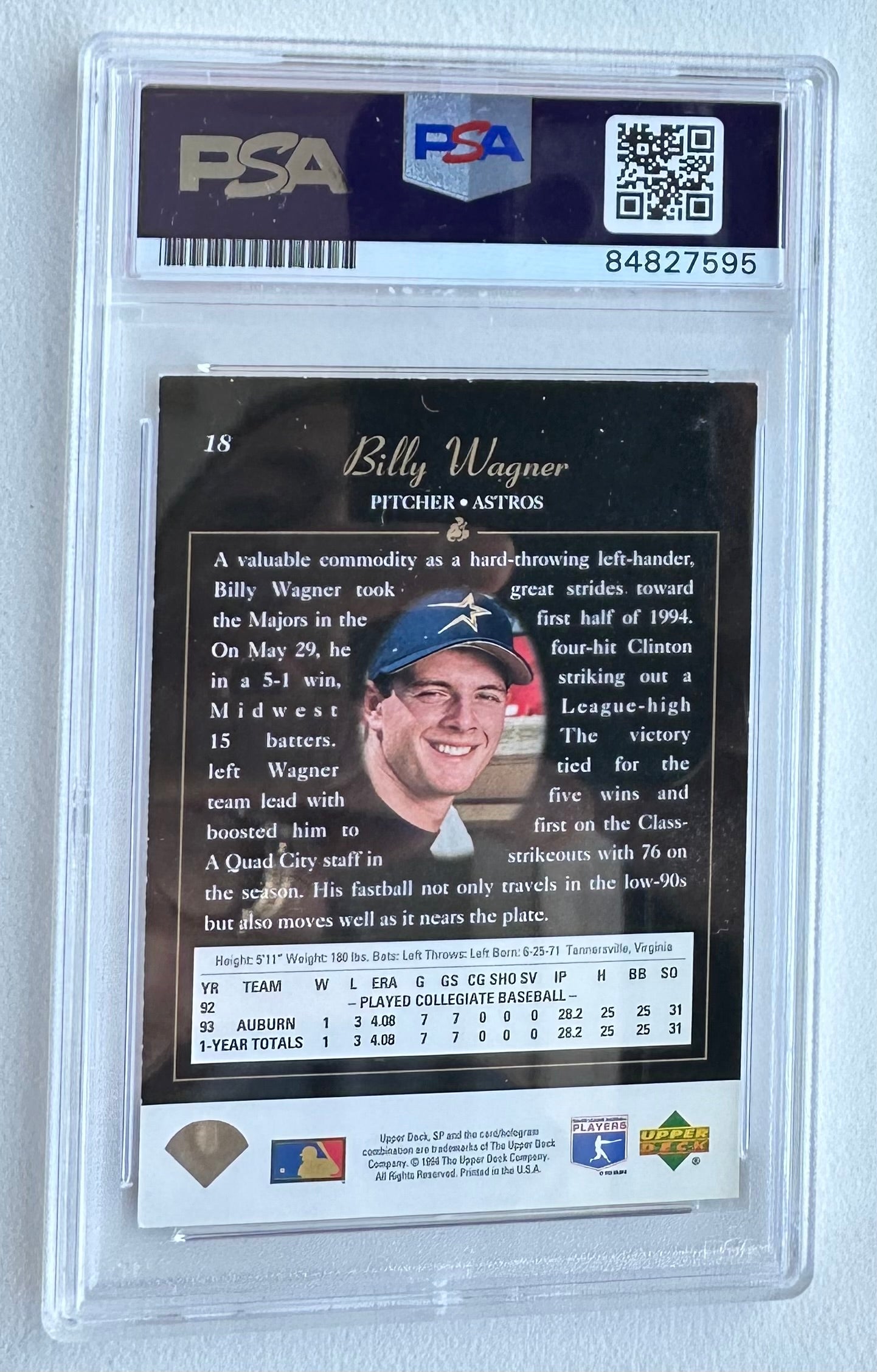 Billy Wagner Signed 1994 SP #18 FOIL RC (PSA) - Rookie Card | Autograph Graded (PSA) 10