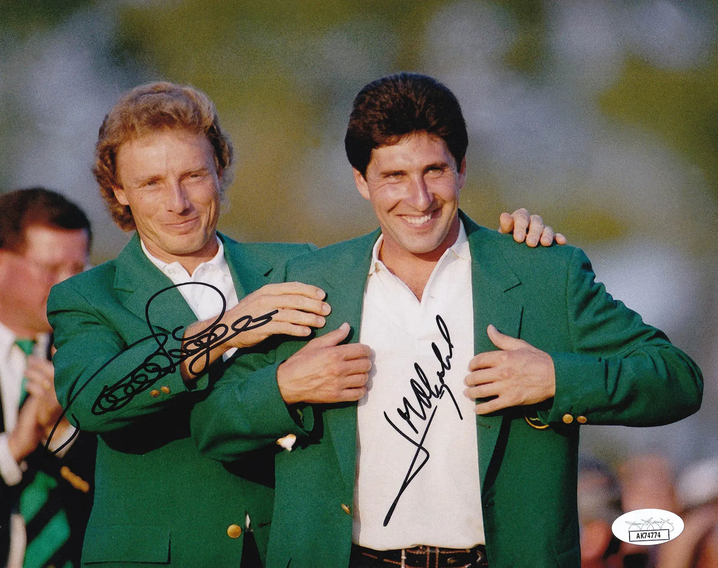 Jose Maria Olazabal and Bernhard Langer Signed (JSA COA) The Masters 1994 8×10 Photo