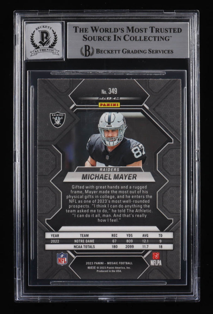 Michael Mayer Signed 2023 Panini Mosaic Mosaic Reactive Yellow #349 RC (BGS | Auto 10) - Rookie Card