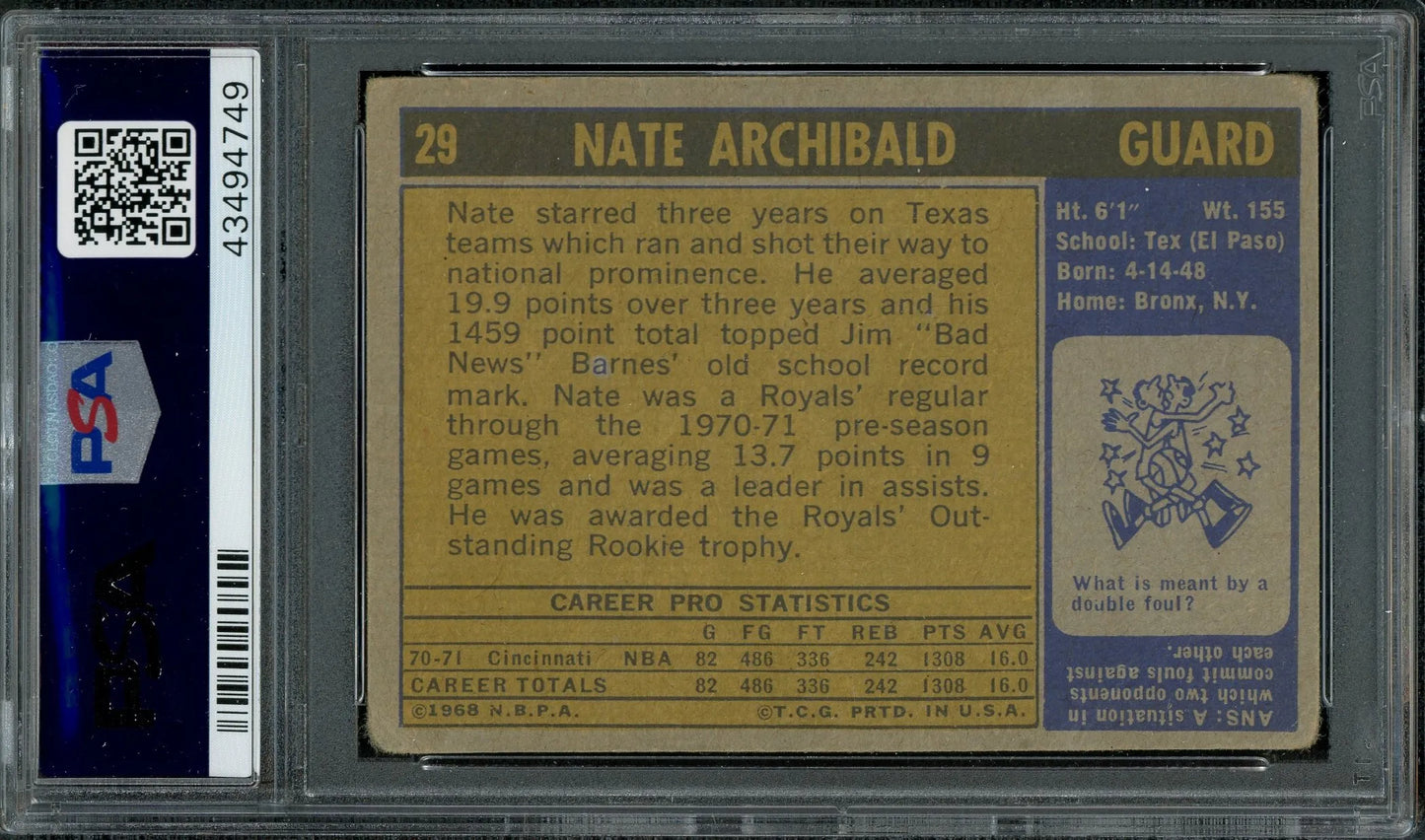 Nate Archibald “1981 NBA Champs, Top 50, 6X NBA All-Star, HOF 1991” Signed 1971 Topps Rookie Card #29- PSA/DNA