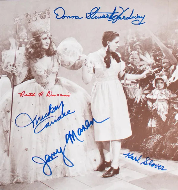 Ruth Duccini, Jerry Maren, Donna Stewart Hardaway, Mickey Carroll & Karl Slover Signed (JSA COA)‘ Wizard of Oz’ 11×14 Photo