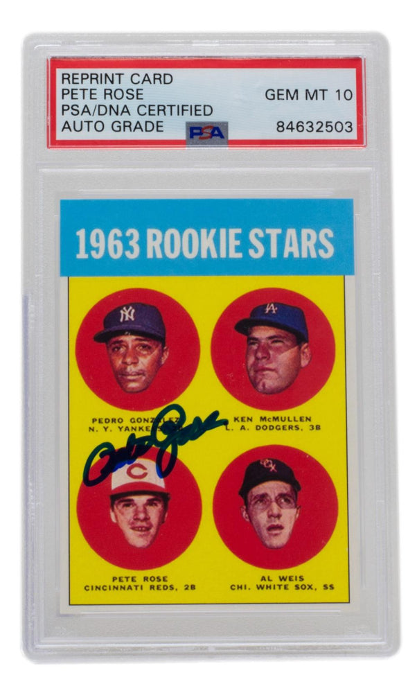 Pete Rose Signed Reprint 1963 Topps Rookie Stars #537 (PSA | Autograph Graded 10) Rookie Reprint Card | Autograph Graded 10