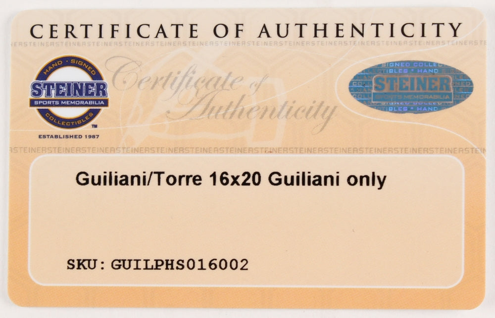 Rudy Giuliani Signed 16x20 Photo (Steiner) - Former Mayor of New York City