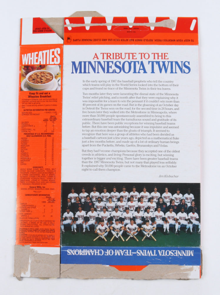 Paul Molitor Signed (Beckett) Twins Wheaties Cereal Box Inscribed "3000"