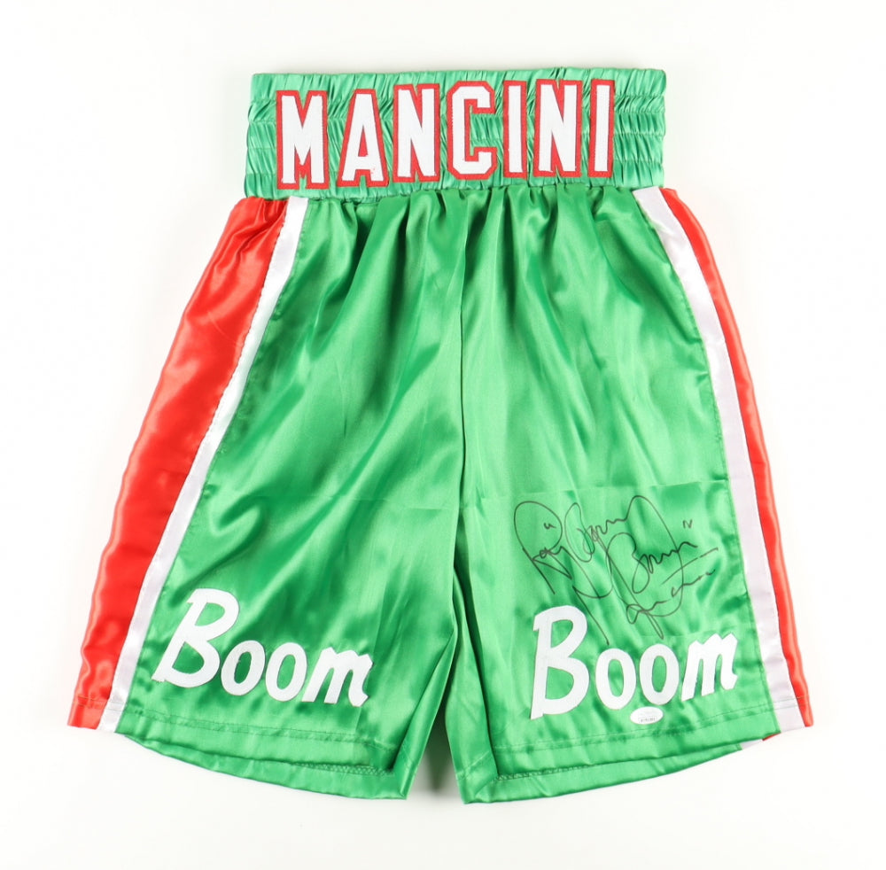 Ray "Boom Boom" Mancini Signed (JSA) Boxing Trunks - JSA Witnessed