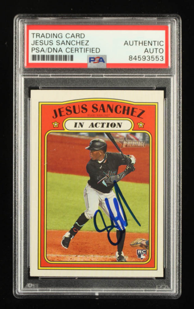 Jesus Sanchez Signed 2021 Topps Heritage #312 IA RC (PSA) - Rookie Card