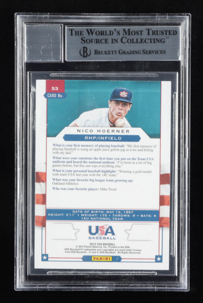 Nico Hoerner Signed 2012 USA Baseball #53 RC (BGS) - Rookie Card - Autograph Graded Beckett (BGS) 10