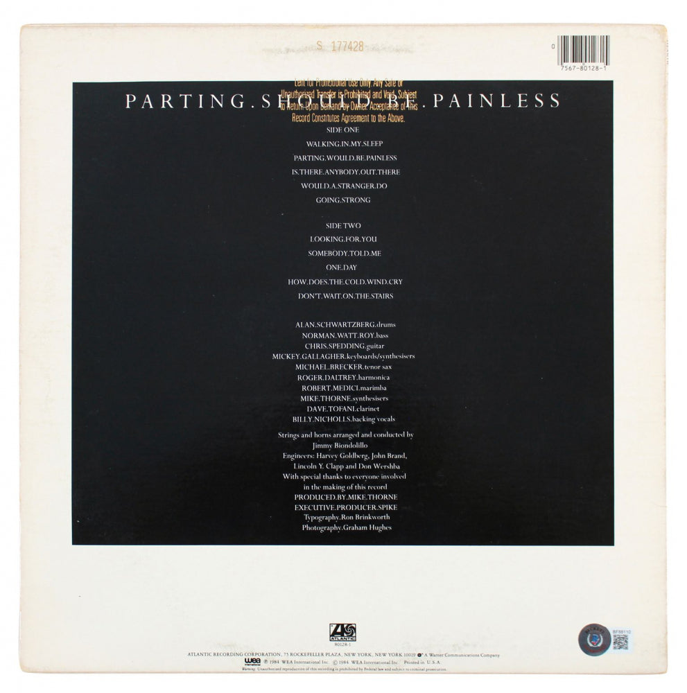 Roger Daltry Signed "Parting Should Be Painless" Vinyl Record Album Cover (Beckett)