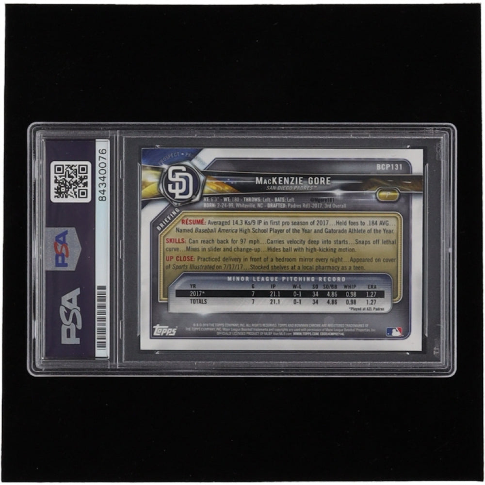 MacKenzie Gore Signed 2018 Bowman Chrome Prospects #BCP131 RC - Autograph Graded PSA 10 | Rookie Card