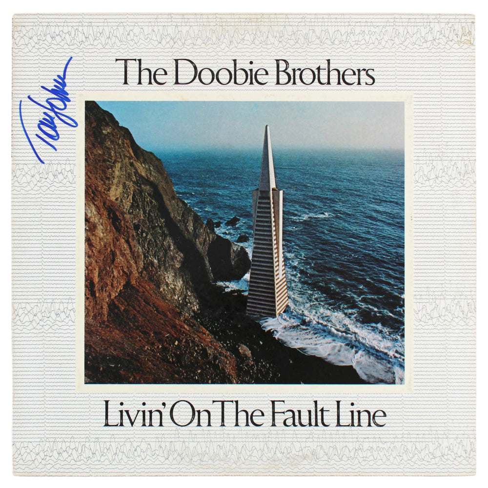 Tom Johnston Signed (Beckett) "Livin'On The Fault Line" Album Cover - The Doobie Brothers
