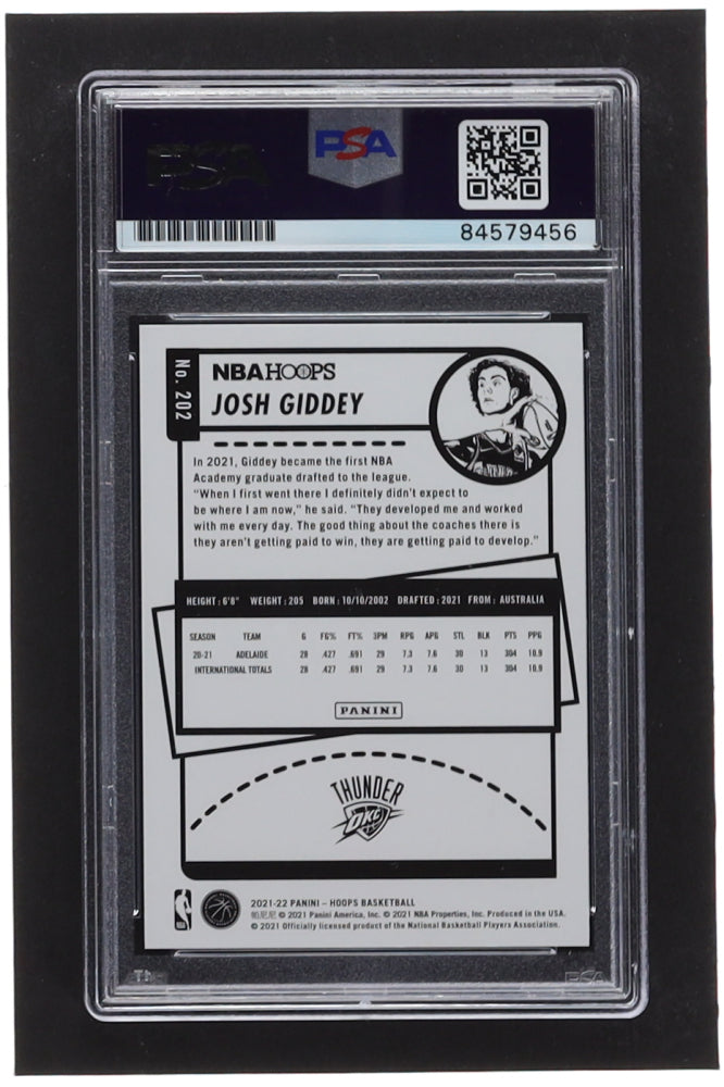 Josh Giddey Signed 2021-22 Hoops #202 RC (PSA) - Autograph Graded PSA 10 - Rookie Card
