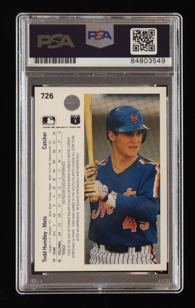 Todd Hundley Signed 1990 Upper Deck #726 RC (PSA) Rookie Card