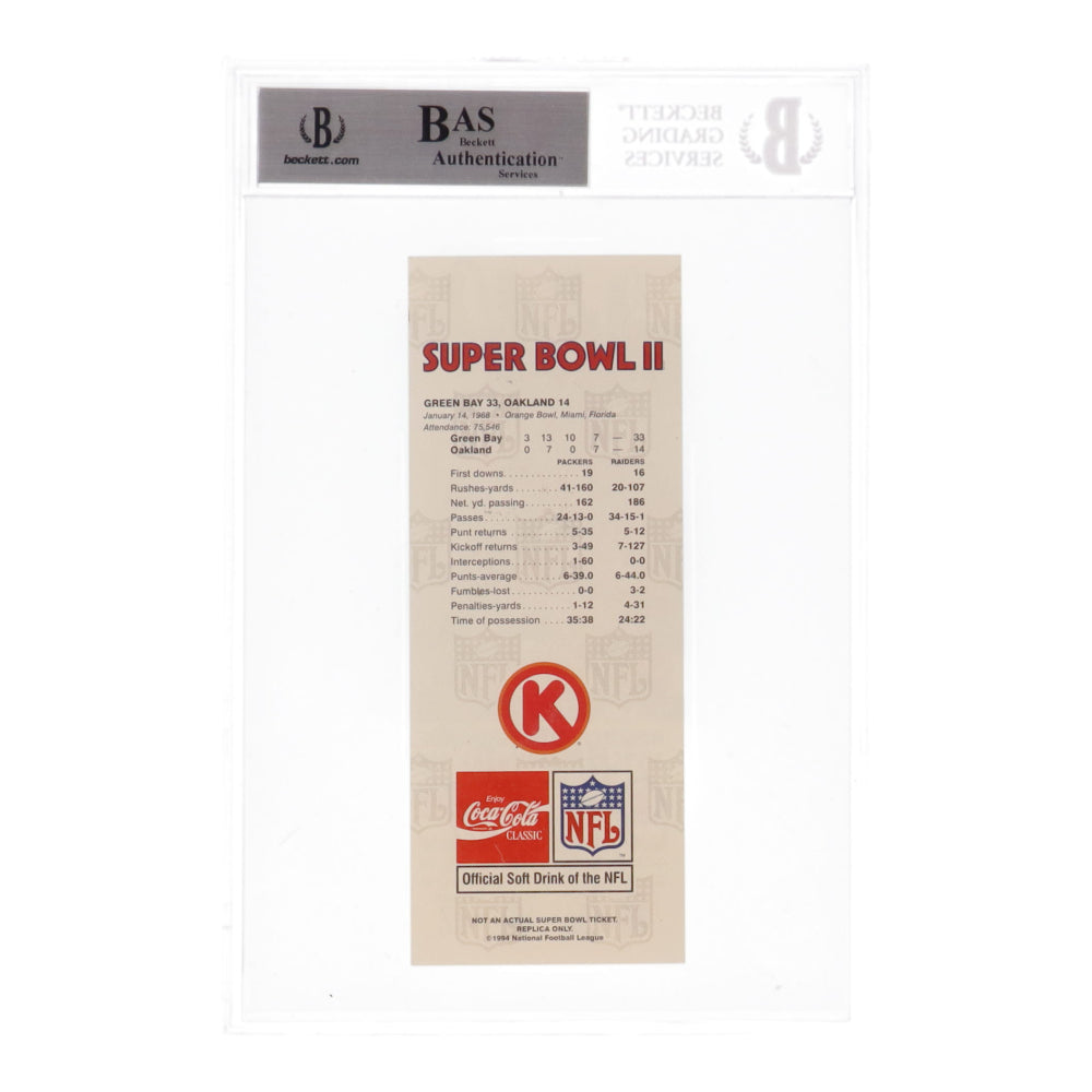 Fuzzy Thurston & Max McGee Signed 1968 Super Bowl II Game Ticket Stub (BGS)