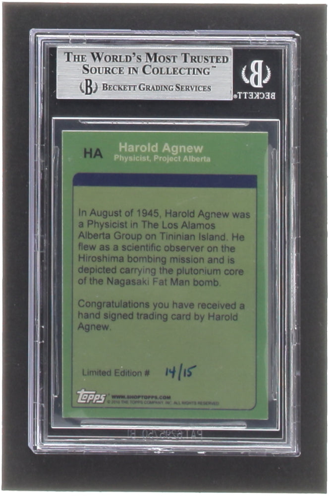 Harold Agnew 2010 Topps Project Alberta Autographs #HA #14/15 (BGS) Serially Numbered #14 / 15