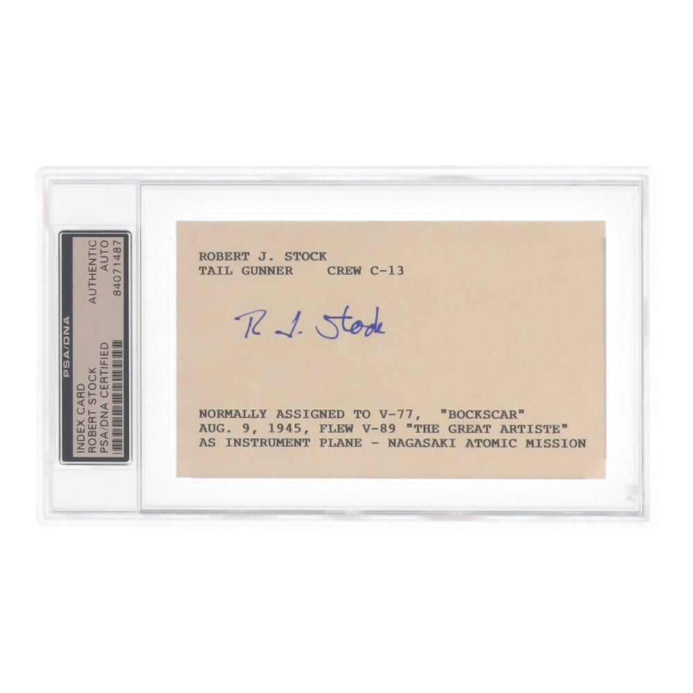 Robert J. Stock Signed Cut (PSA) - WWII 393rd Bombardment Squadron - Bockscar